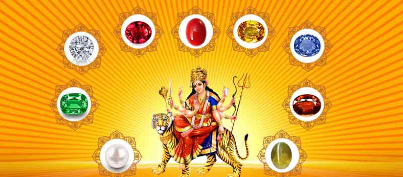 Die glückverheißenden neun Edelsteine für die göttlichen neun Gottheiten von Navratri